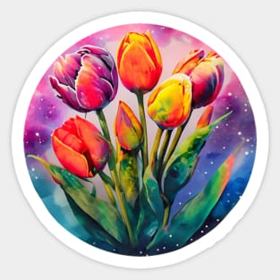 Colorful Tulips of Vibrant Colors Sticker